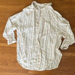 Button up Aerie tan and cream striped